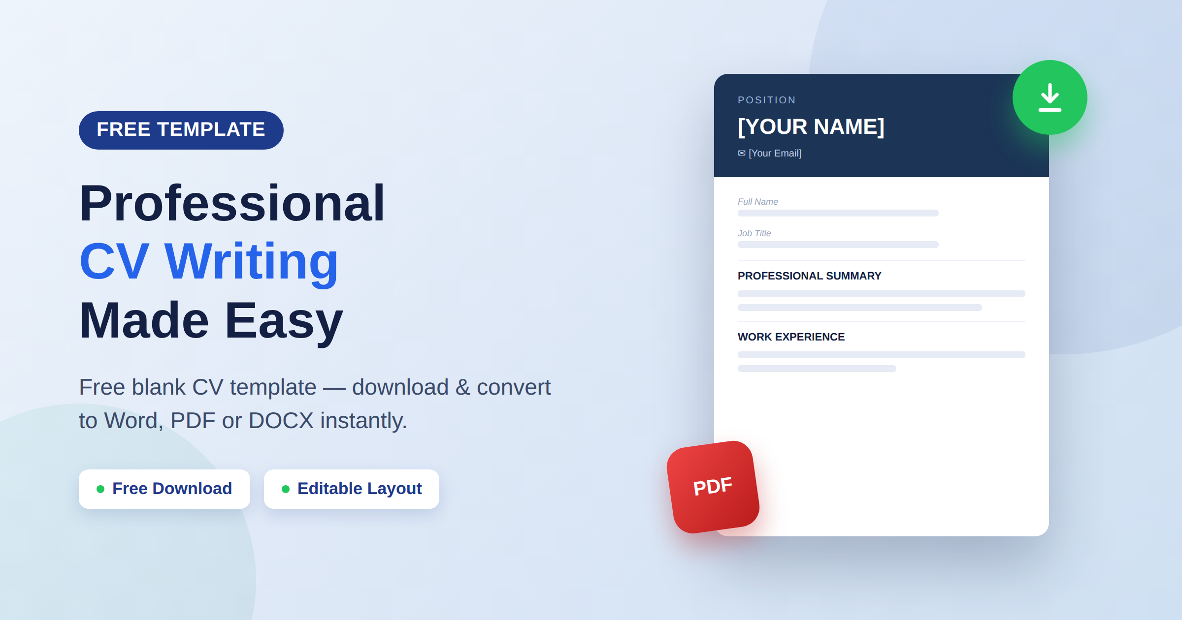 Professional CV Writing Made Easy: Free Blank CV Template & Format Download Meta